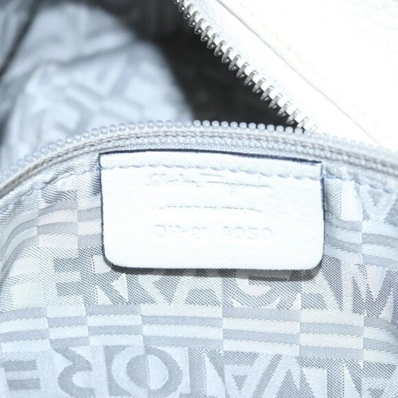 Salvatore Ferragamo Gancini Hand Bag Leather White Silver Auth yk16589 - Picture 2 of 15